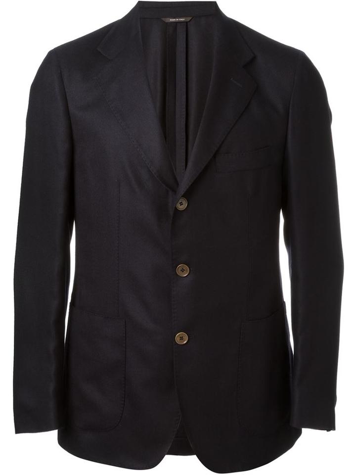 Loro Piana - Three Button Blazer - Men - Silk/cashmere - 54, Blue, Silk/cashmere