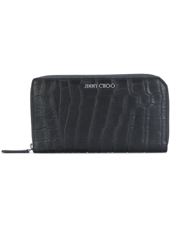 Jimmy Choo Carnaby Croc-embossed Wallet - Blue