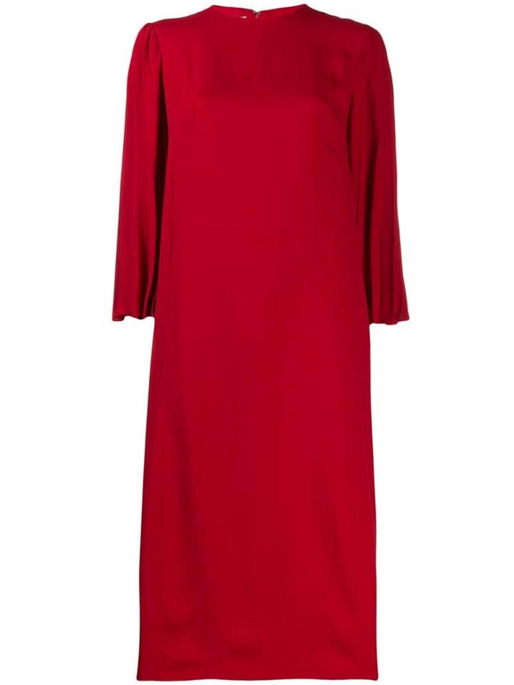 Valentino Pleated-back Midi Dress - Red