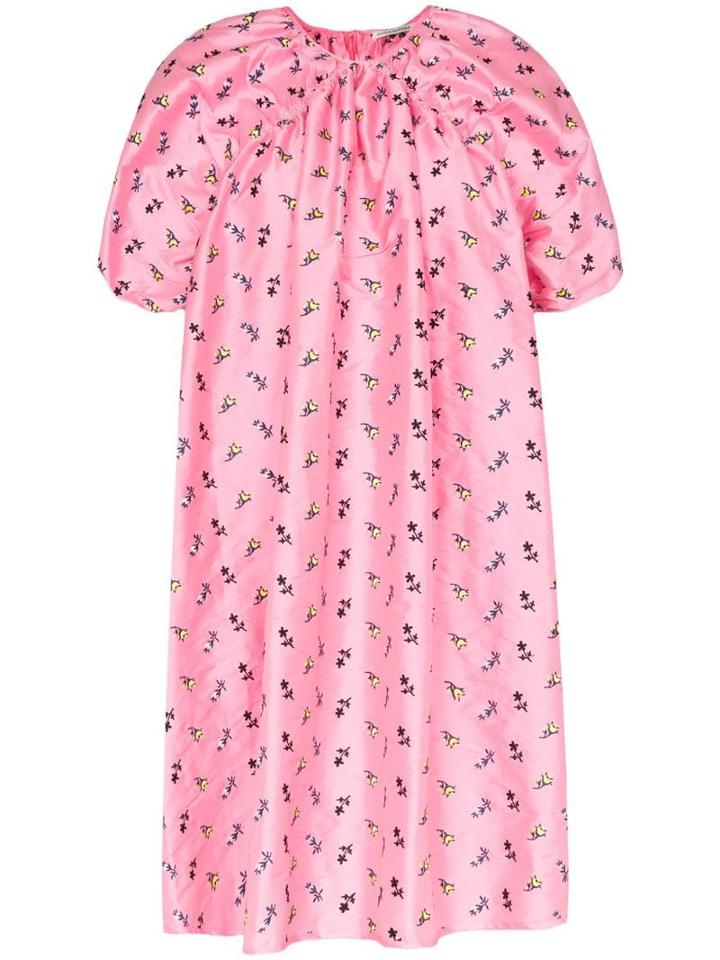 Cecilie Bahnsen Floral Puff-sleeve Midi Dress - Pink