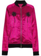 The Elder Statesman Silk Multi Stripe Bomber Jacket - Pink & Purple