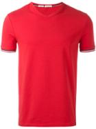 Moncler Classic V-neck T-shirt, Men's, Size: Xl, Red, Cotton/spandex/elastane