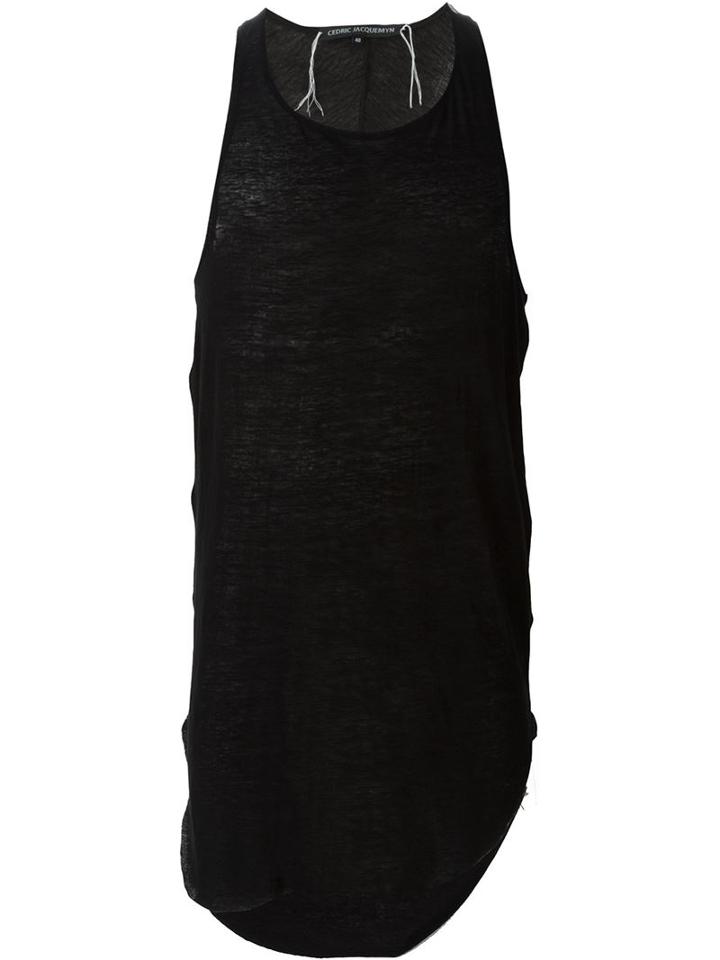 Cedric Jacquemyn Long Line Tank Top, Men's, Size: 50, Black, Cotton