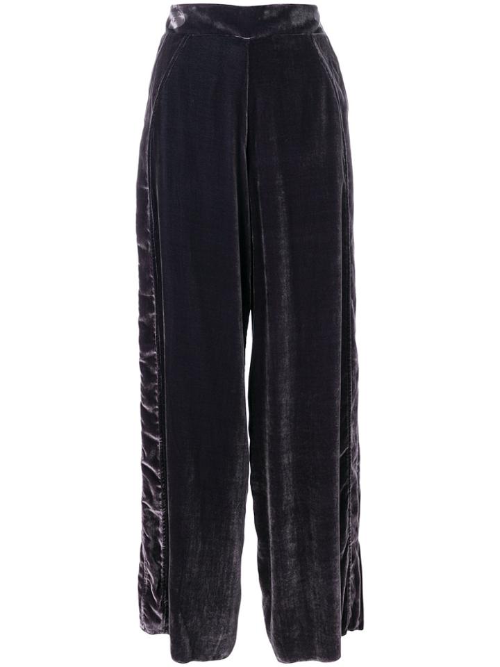Aviù Velvet Wide-leg Trousers - Pink & Purple