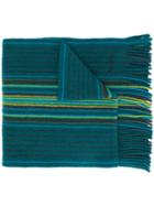 Paul Smith Striped Fine Knit Scarf - Green