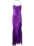 Attico - Backless Front-slit Dress - Women - Viscose - 2, Pink/purple, Viscose
