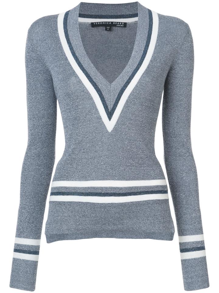 Veronica Beard Walton V-neck Sweater - Blue