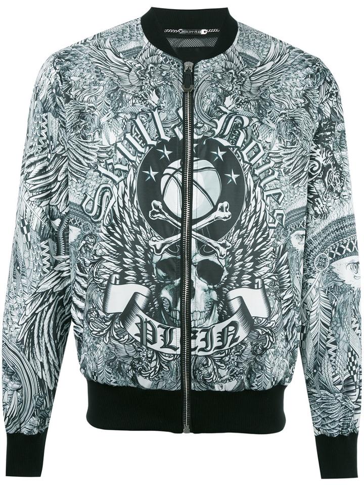 Philipp Plein Forever Bomber Jacket, Men's, Size: Large, White, Polyester