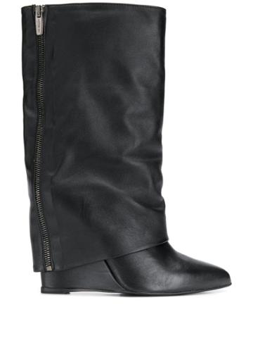 The Seller Foldover Wedge Boots - Black