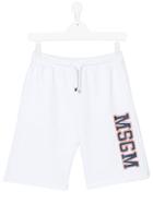 Msgm Kids Teen Logo Shorts - White