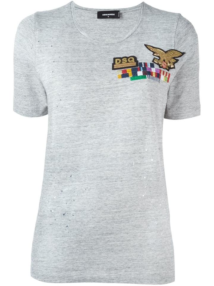 Dsquared2 Flag Detail T-shirt, Women's, Size: Small, Grey, Cotton