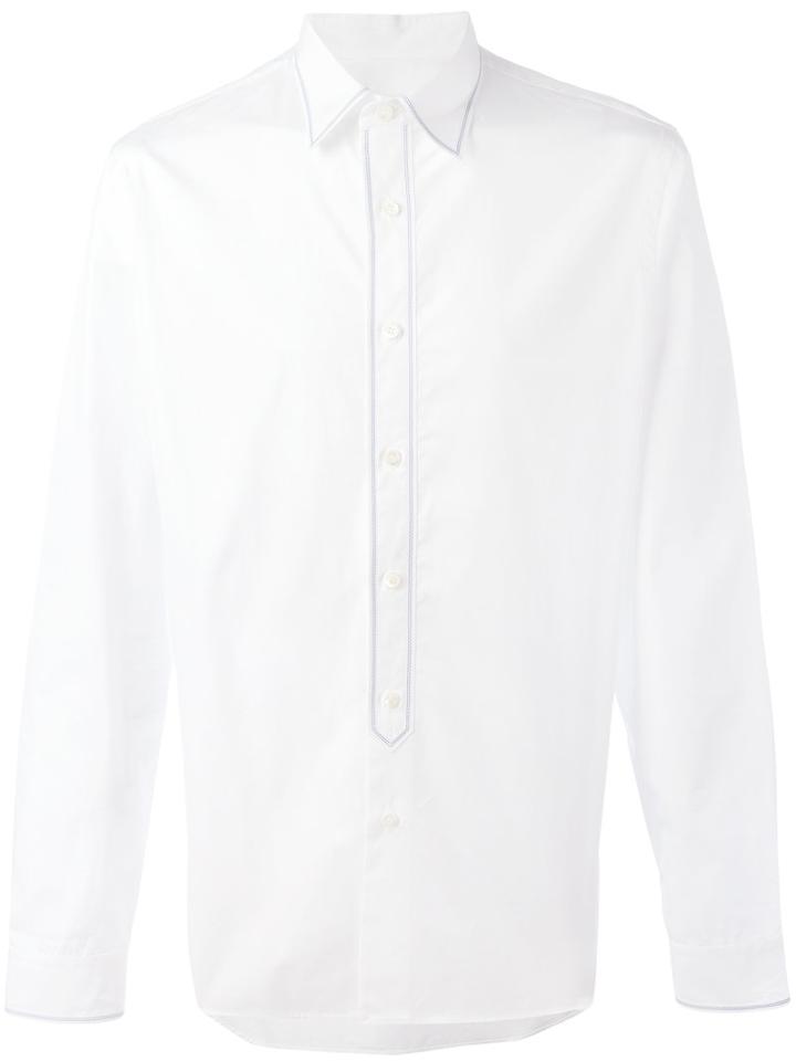 Prada Front Placket Shirt, Men's, Size: 38, White, Cotton