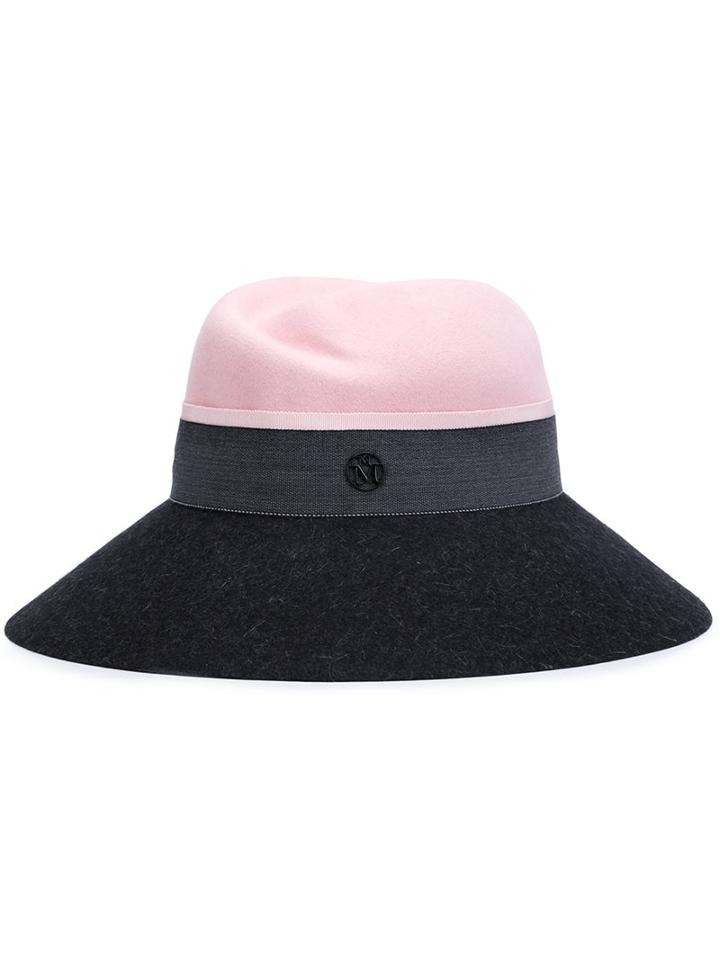 Maison Michel Colour Block Felt Hat, Women's, Size: Medium, Pink/purple, Cotton/rabbit Felt/viscose