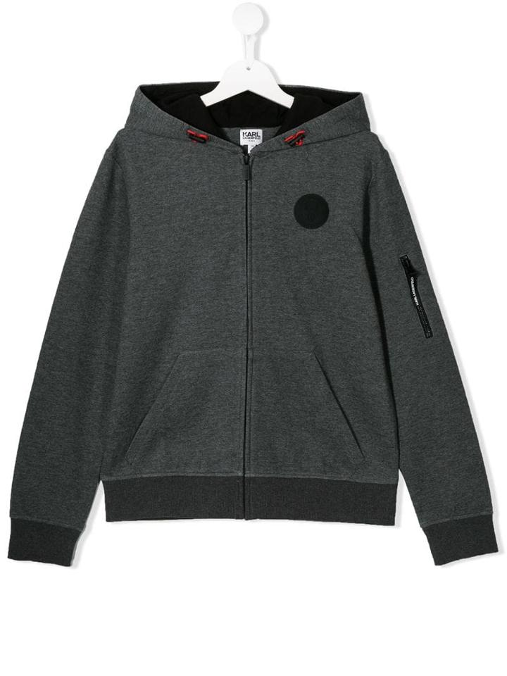 Karl Lagerfeld Kids Zipped Hoodie - Grey