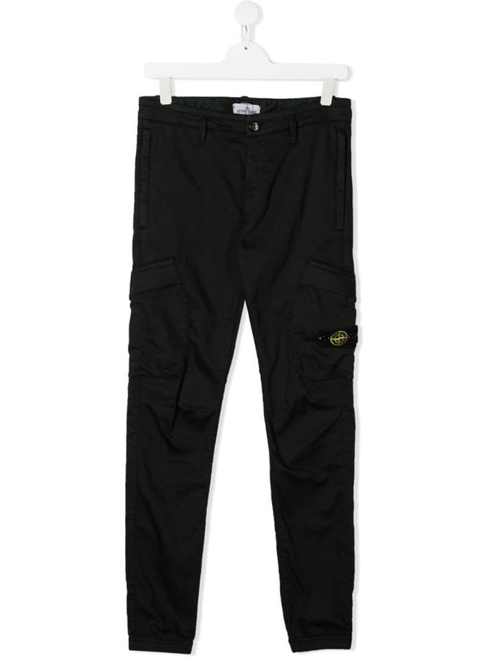 Stone Island Junior Straight Leg Trousers - Black