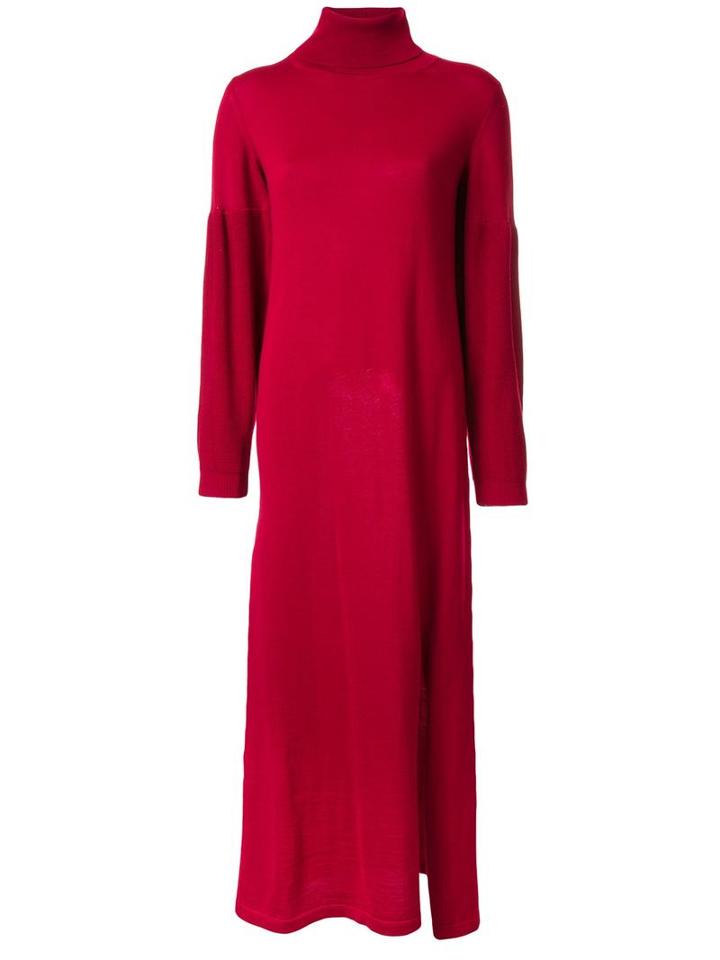 Miharayasuhiro Side Slit Knitted Dress, Women's, Size: 40, Red, Wool