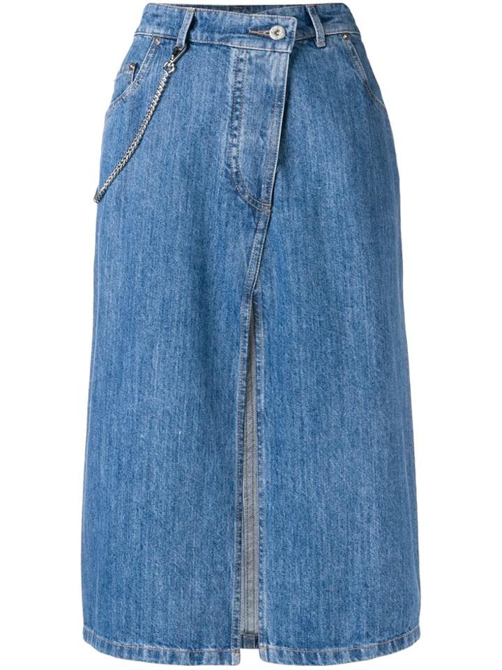 Miu Miu Midi Denim Skirt - Blue