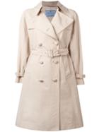 Prada Belted Trench Coat, Women's, Size: 40, Nude/neutrals, Cotton/polyester/viscose