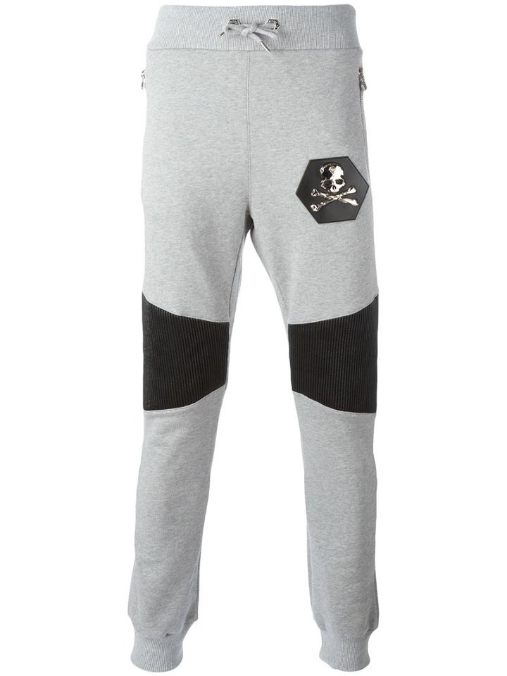 Philipp Plein Gold Card Track Pants, Size: Medium, Grey, Cotton/polyurethane/polyester