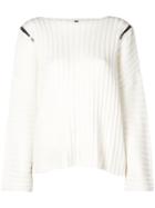 Pierantoniogaspari Ribbed Knit Zip Detail Sweater - White