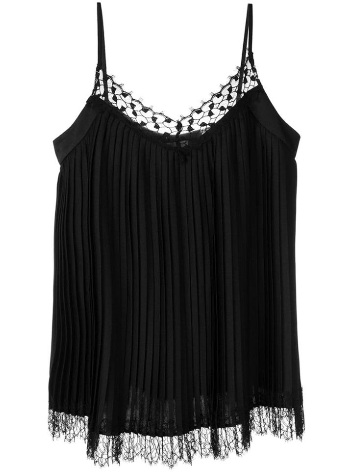 Blumarine Pleated Lace Cami - Black