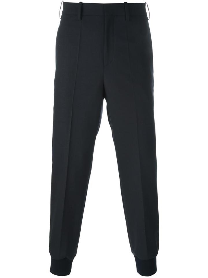 Neil Barrett Gathered Ankle Tailored Trousers, Men's, Size: 52, Blue, Polyester/spandex/elastane/virgin Wool/polyester