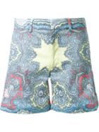 Dresscamp Paisley Print Shorts, Men's, Size: 46, Blue, Cotton/polyurethane/lyocell