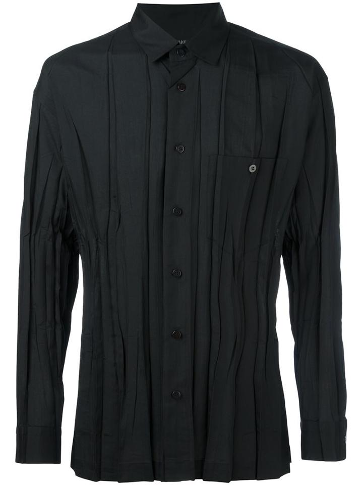 Issey Miyake Pleated Shirt, Men's, Size: 4, Black, Polyester