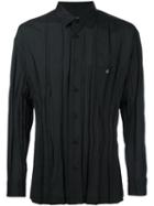 Issey Miyake Pleated Shirt, Men's, Size: 4, Black, Polyester
