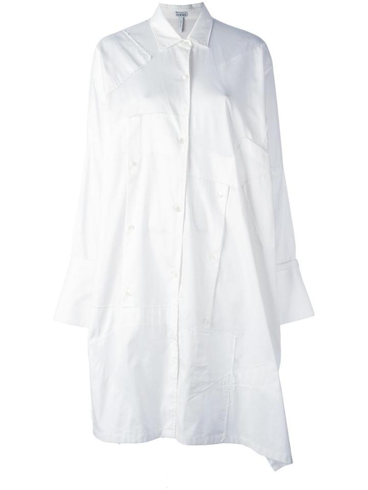 Loewe Patchwork Oversized Shirt Dress, Women's, Size: Small, White, Cotton