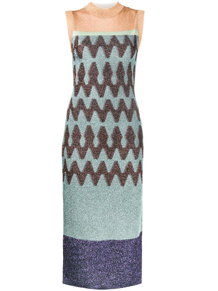 Missoni Zigzag Colour Block Dress - Blue