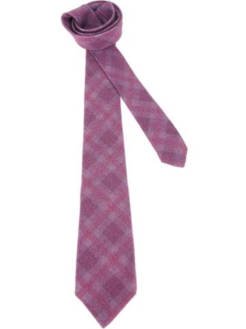 Kiton Checked Tie - Pink & Purple