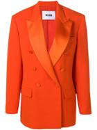 Msgm Oversized Double-breasted Coat - Orange
