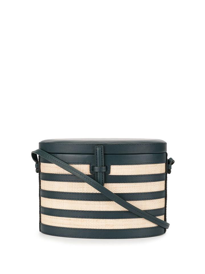 Hunting Season Straw Box Crossbody Bag - Blue