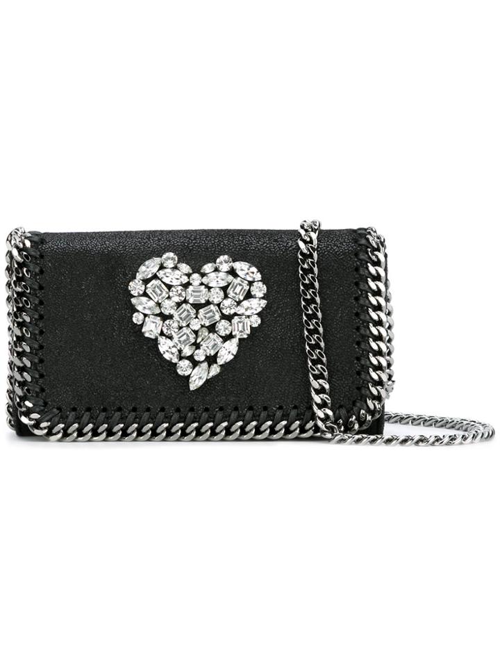 Stella Mccartney Crystal Heart Falabella Cross-body Bag - Black