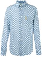 Armani Jeans Polka Dots Print Shirt, Men's, Size: Xl, Blue, Cotton