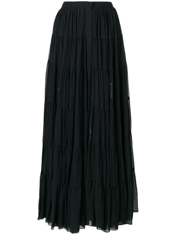 Wandering Buttoned Maxi Skirt - Black