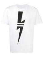 Lightning Bolt T-shirt - Men - Cotton - L, White, Cotton, Neil Barrett