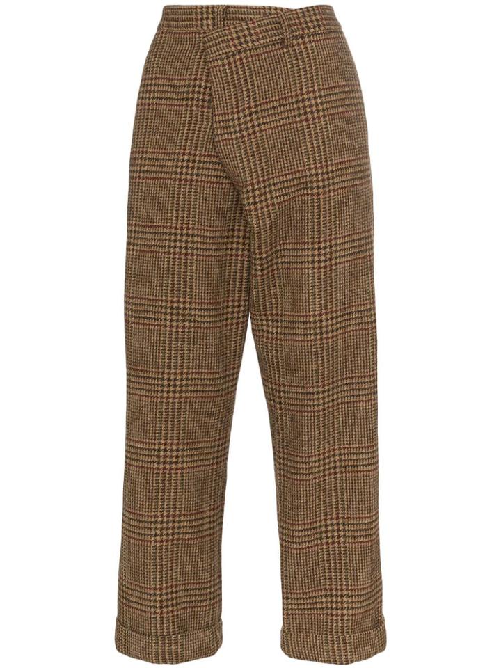 R13 Crossover Check Pattern Trousers - Brown