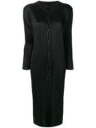 Pleats Please By Issey Miyake Long Pleated Coat - Black