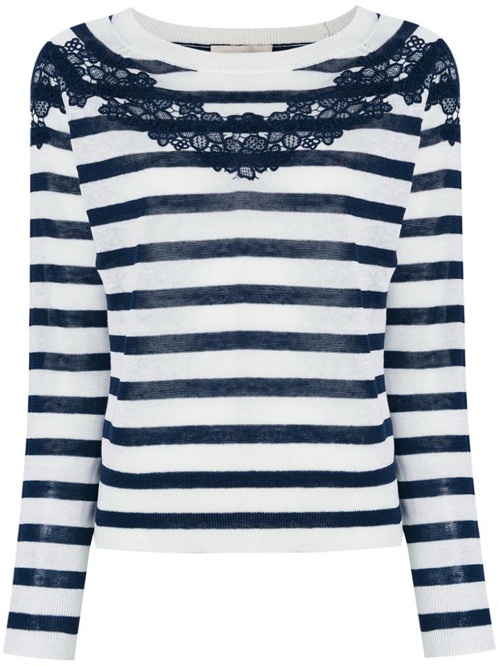 Vanessa Bruno Striped Lace Sweater - White