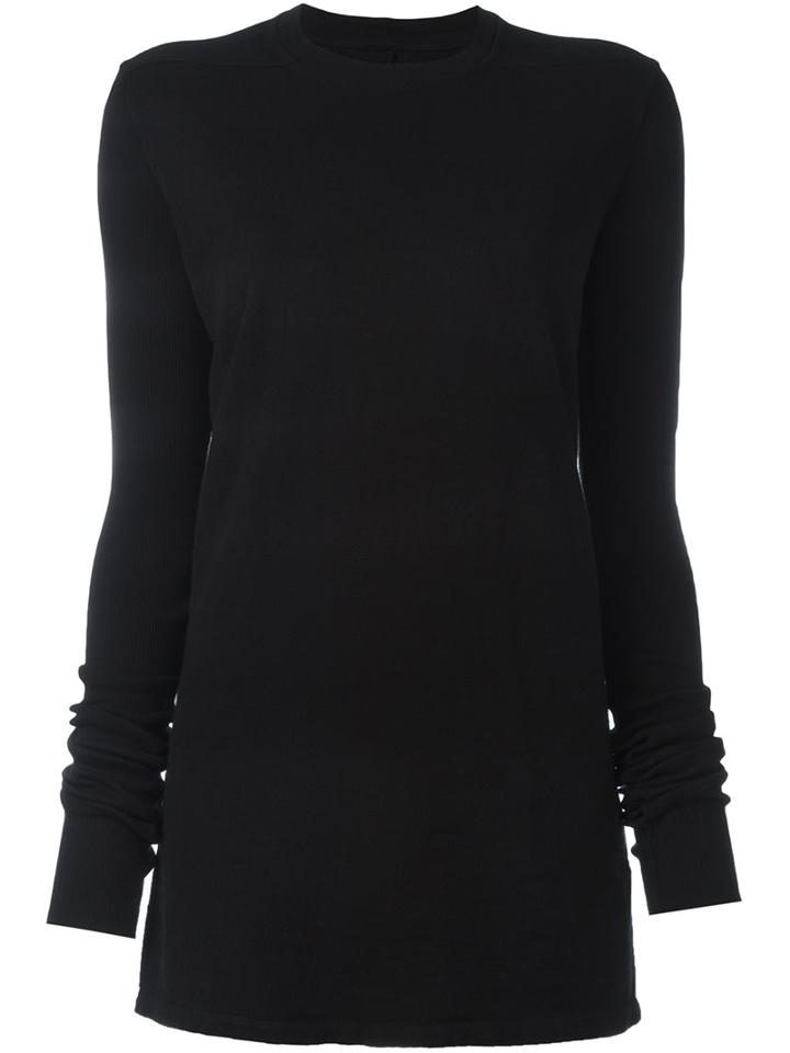Rick Owens Drkshdw Round Neck Longsleeved T-shirt, Women's, Size: Large, Black, Cotton