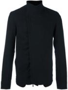 Masnada Asymmetric High Standing Jacket, Men's, Size: 50, Black, Linen/flax/polyamide/wool