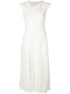 Victoria Beckham Patchwork Drape Midi Dress - White