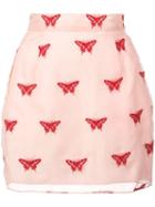Fleur Du Mal Embroidered Mini Skirt - Pink