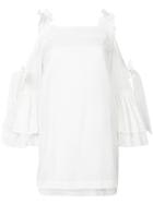 Teija Cold-shoulder Ruffled Blouse - White