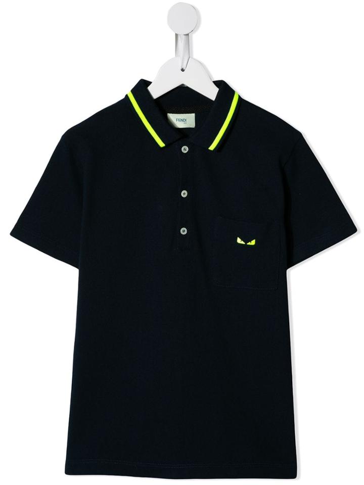 Fendi Kids Teen Eyes Logo Polo Shirt - Blue