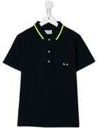 Fendi Kids Teen Eyes Logo Polo Shirt - Blue