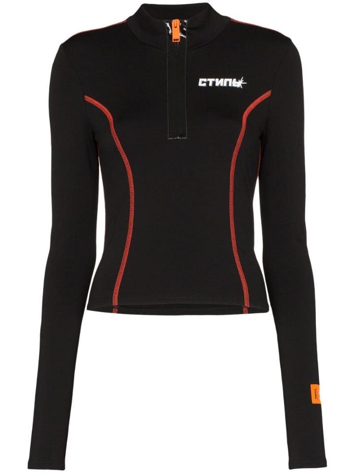 Heron Preston Zip-up Front Logo Sweatshirt - Black