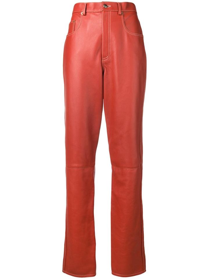Gucci Straight Leather Trousers - Red